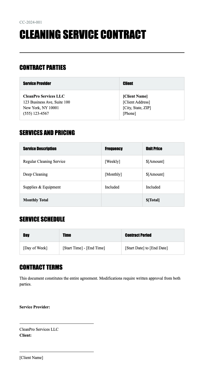 Media ready cleaning contract